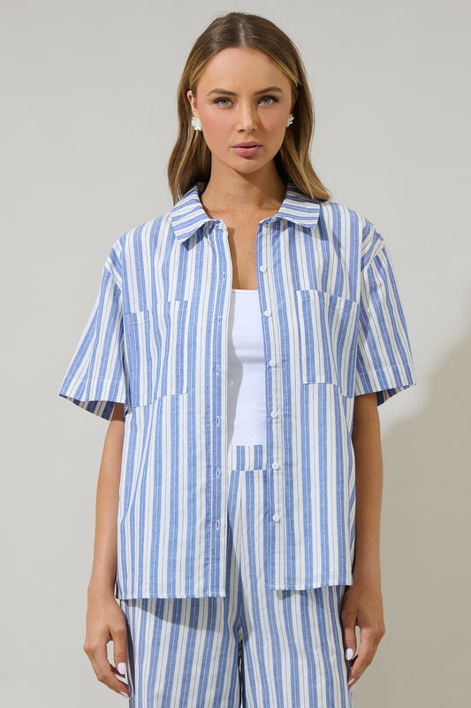 joncy striped ss button down shirt