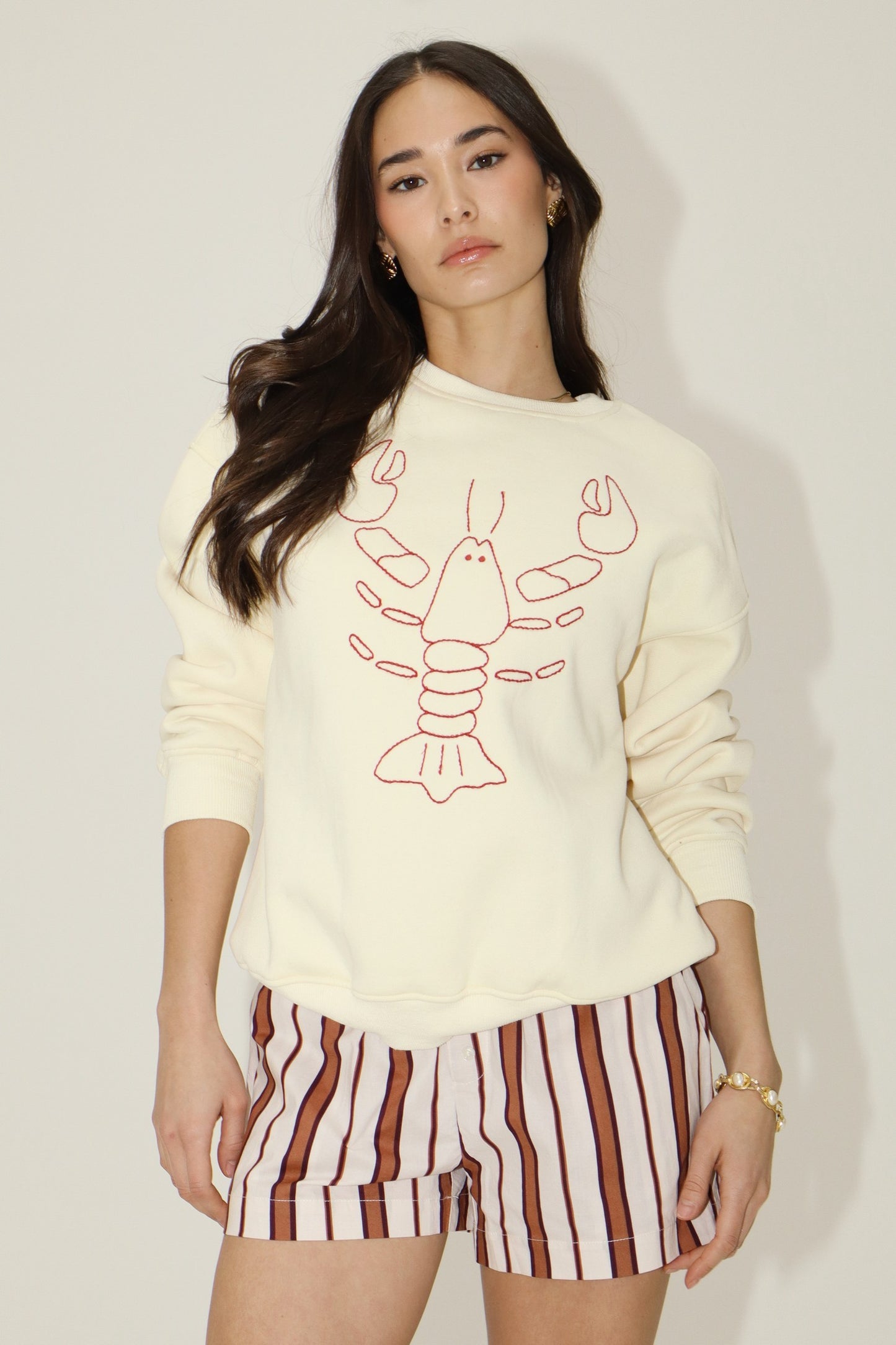 lobster embroidered sweatshirt
