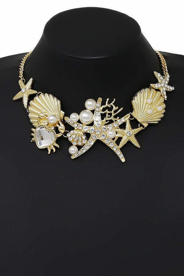 mermaidcore starfish and seashell necklace