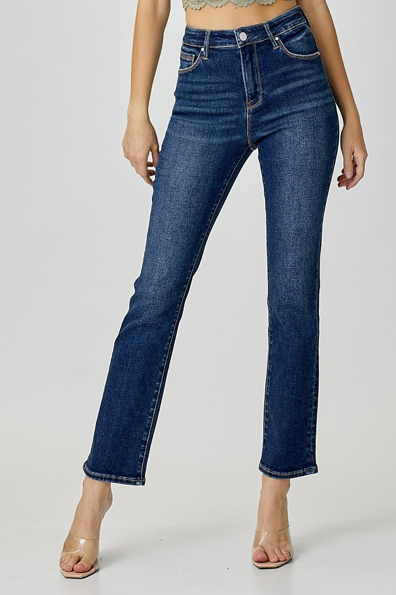 mid rise ankle straight slim jeans