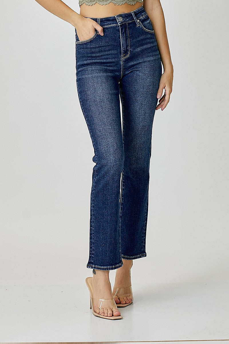 mid rise ankle straight slim jeans