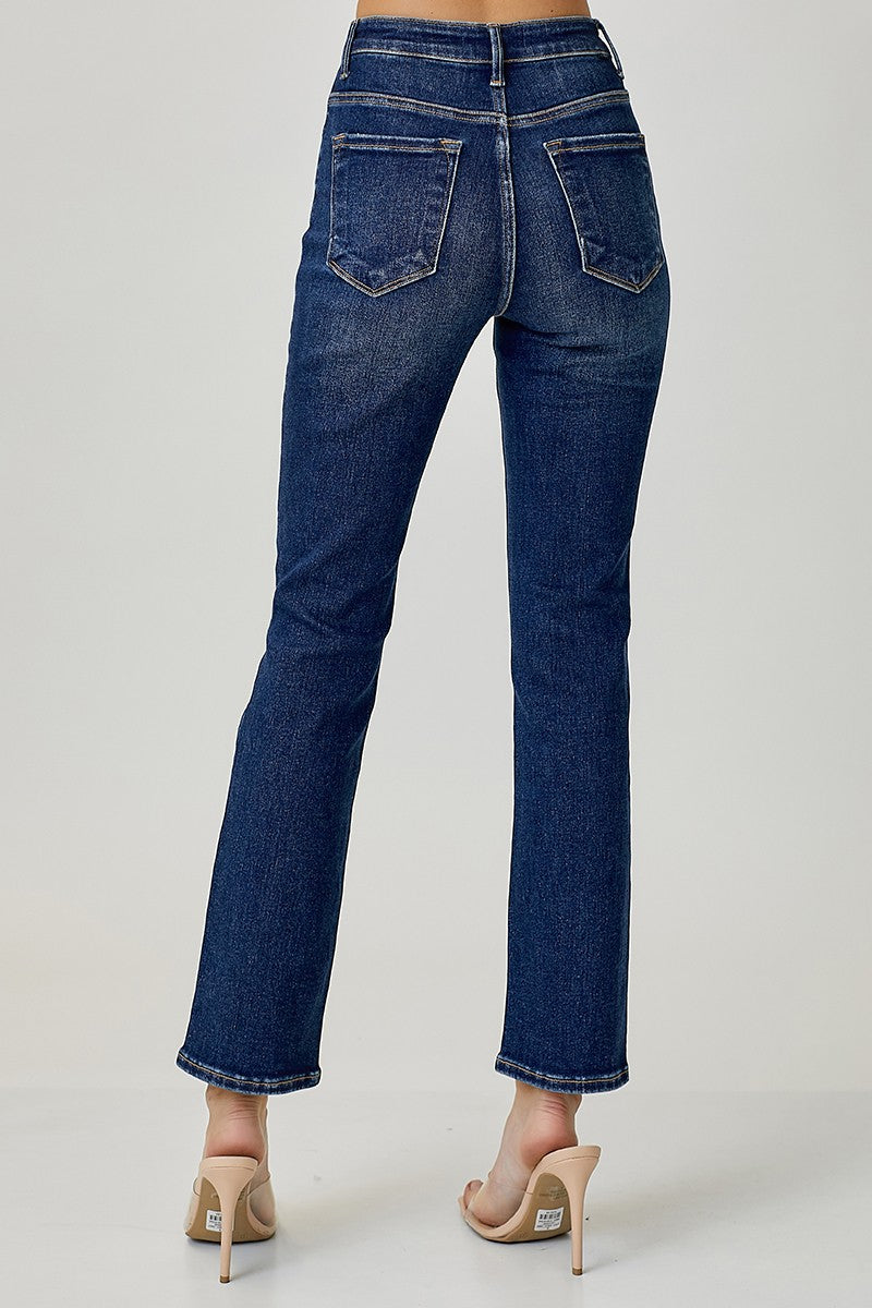 mid rise ankle straight slim jeans