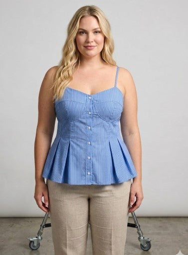 pinstripe pleated peplum tank-curvy
