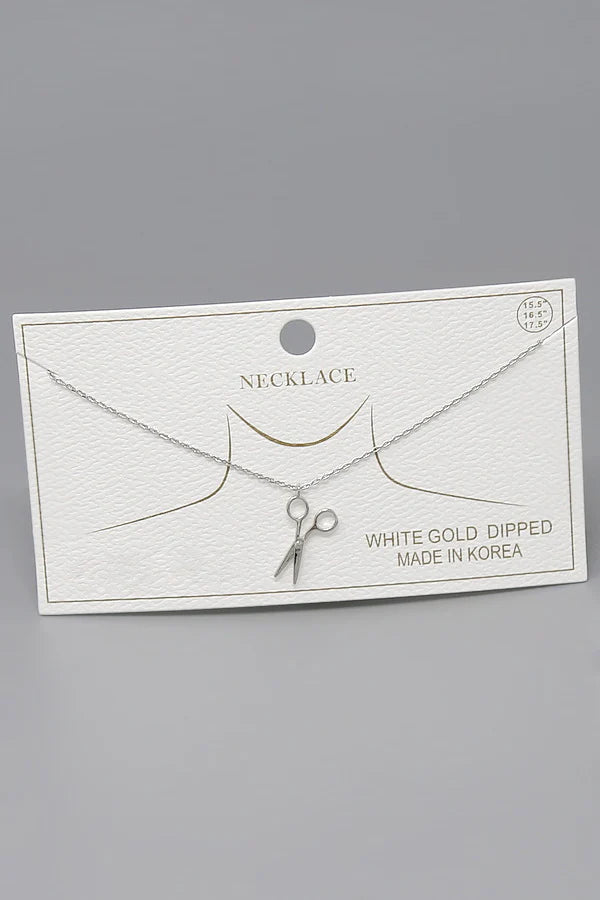Scissors Pendant Gold Dipped Short Necklace