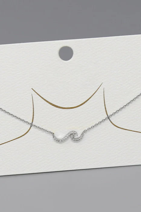 Ocean CZ Pendant Short Chain Necklace