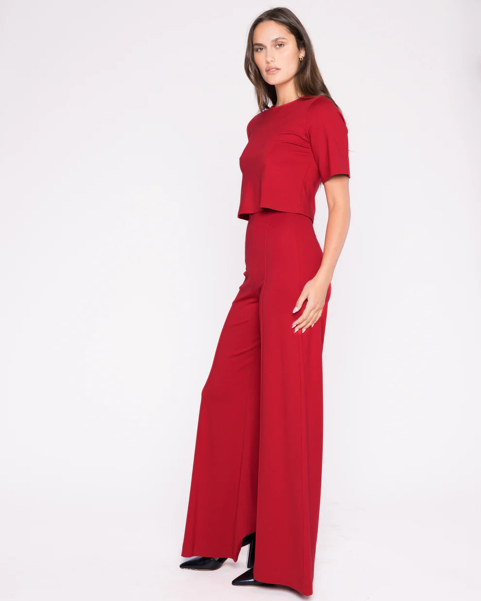 ponte knit wide leg pant