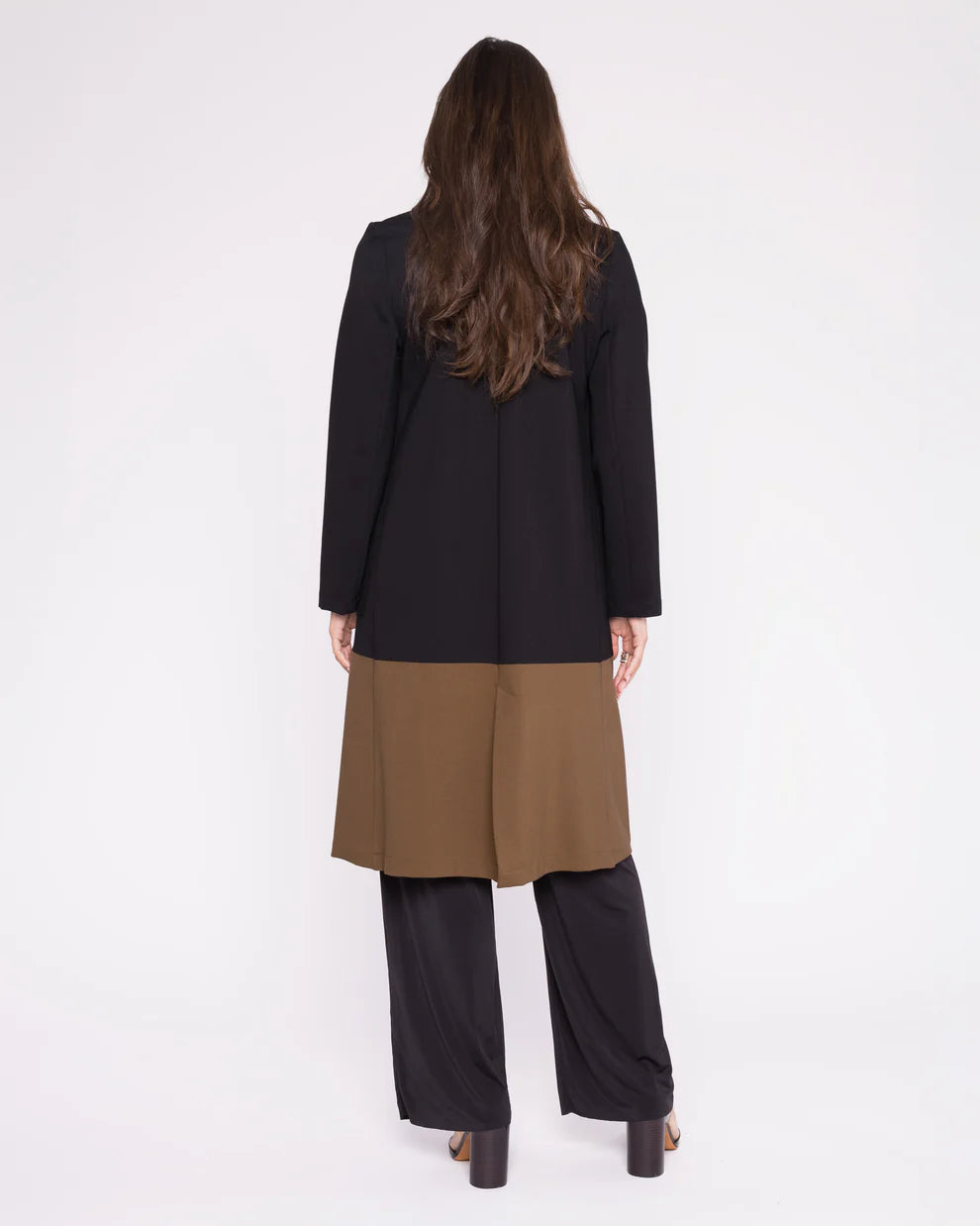 ponte knit color block smoking jacket