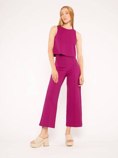 ponte knit straight leg pant-cropped
