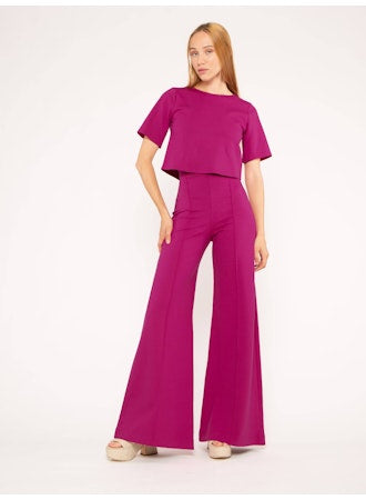 ponte knit wide leg pant