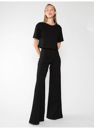 ponte knit wide leg pant