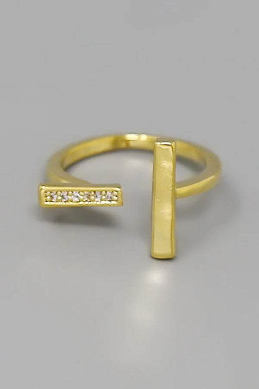 CZ Pave Bar Open Ring