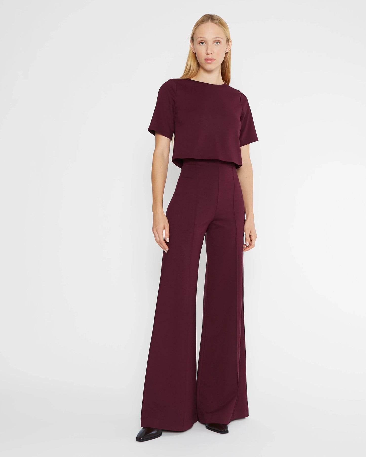 ponte knit wide leg pant