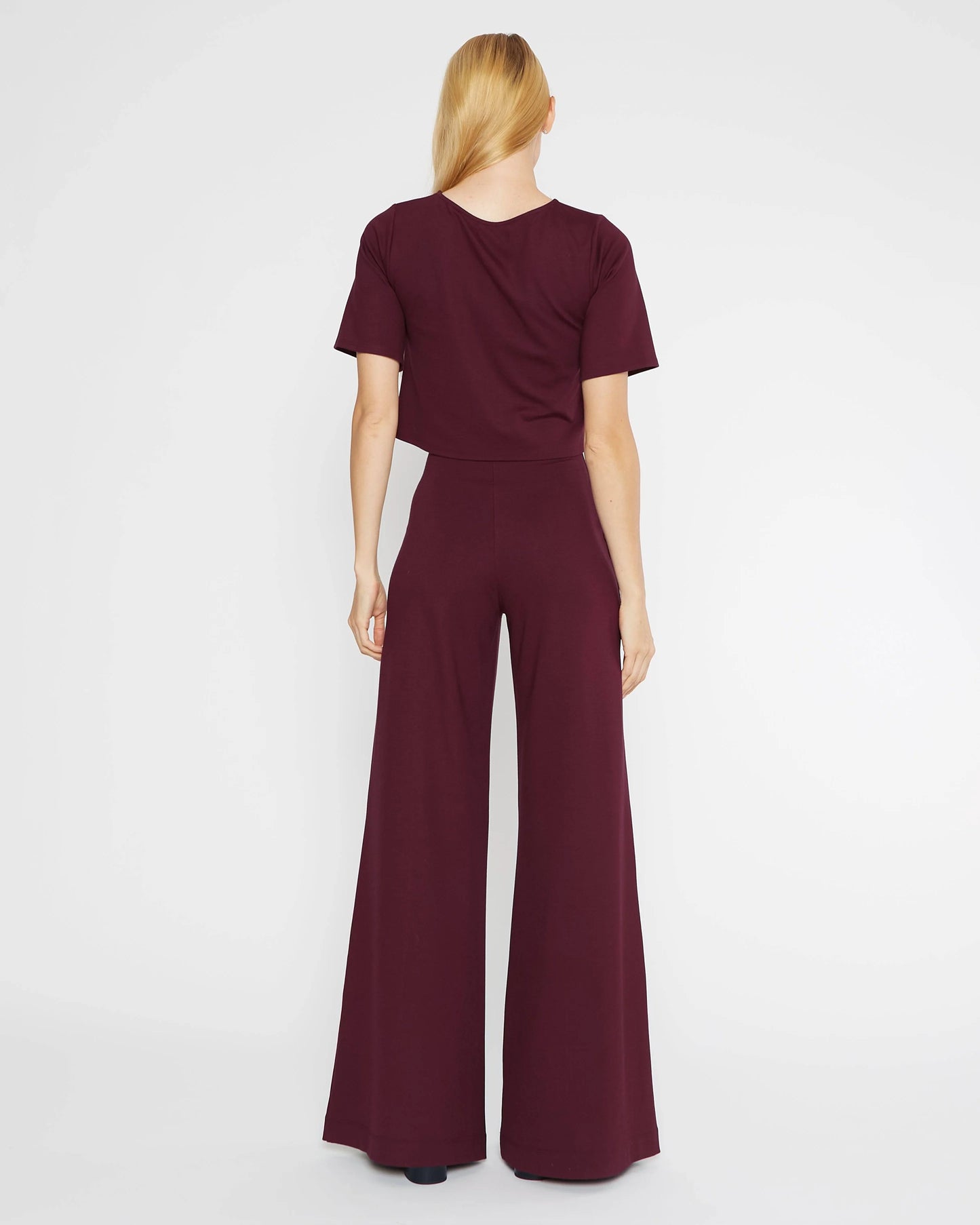 ponte knit wide leg pant