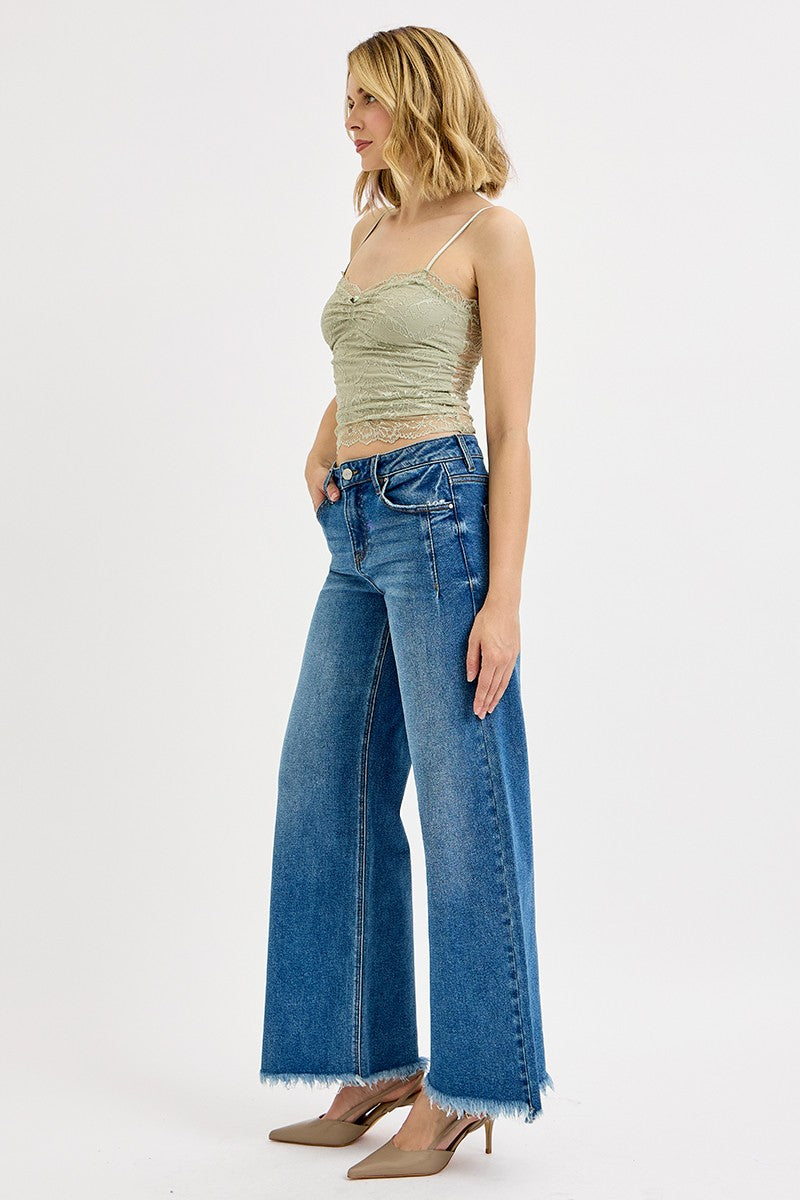 sammy slouchy wide leg fray hem jeans