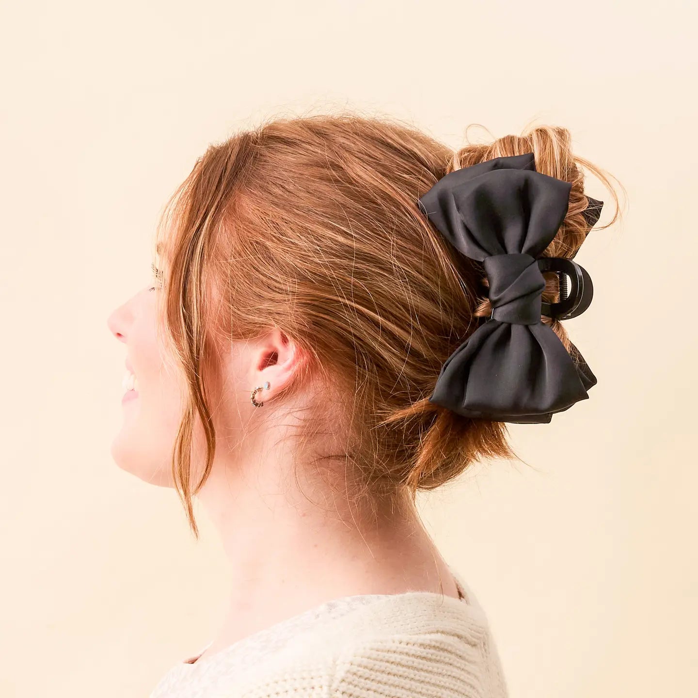 satin bow claw clip