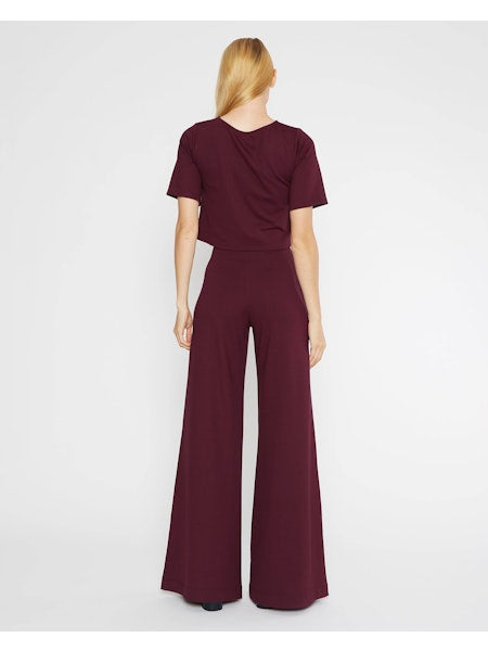 ponte knit short sleeve top-crop