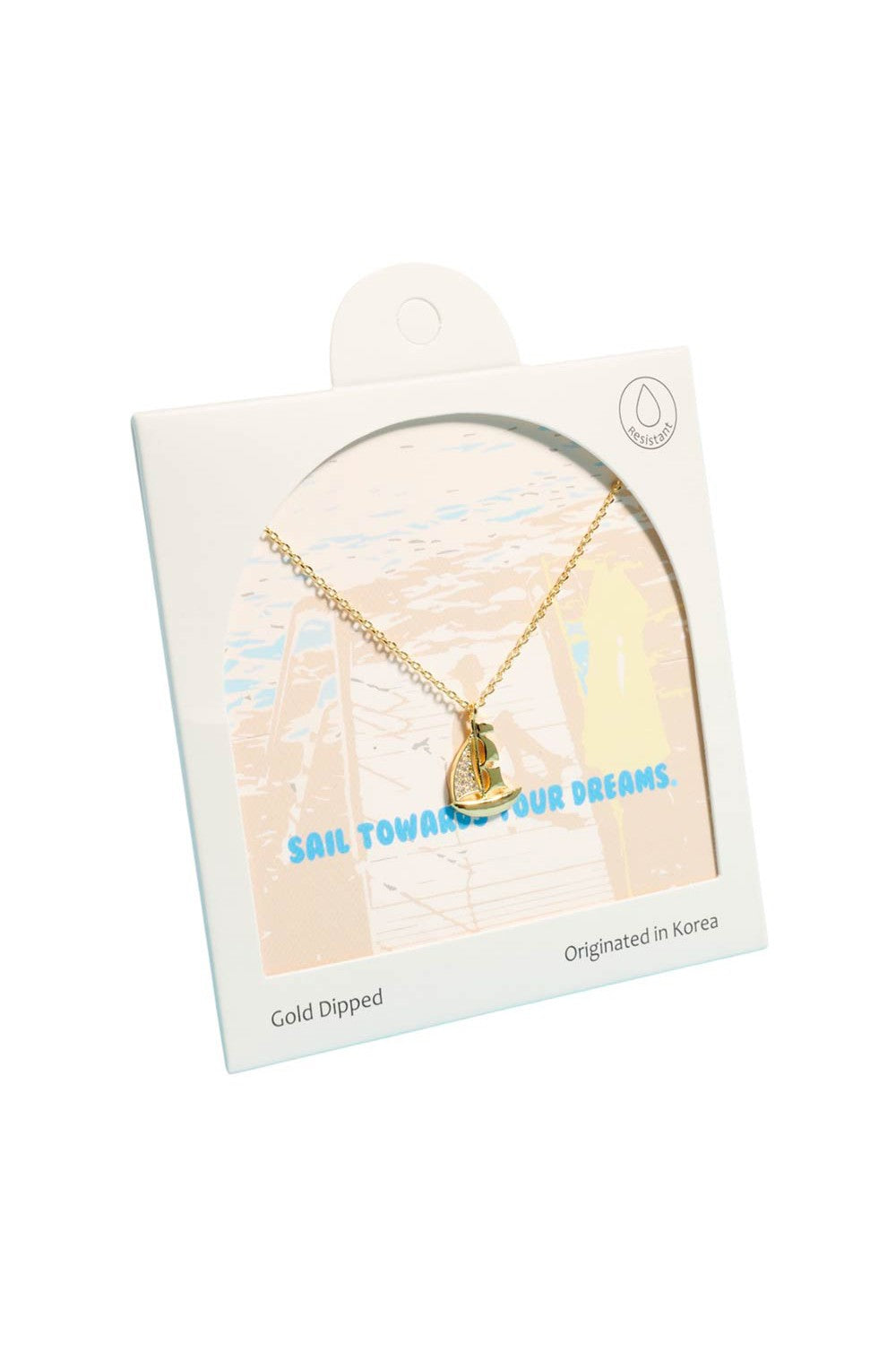 stone pave sailboat necklace