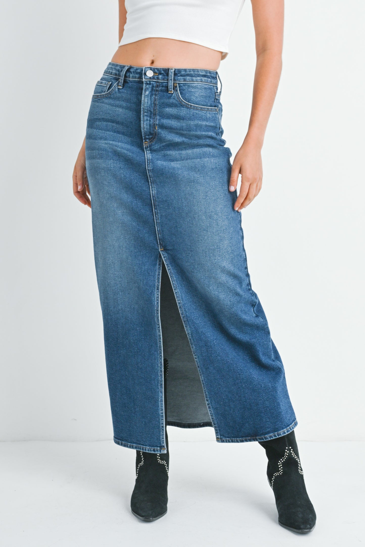 stretch classic midi skirt