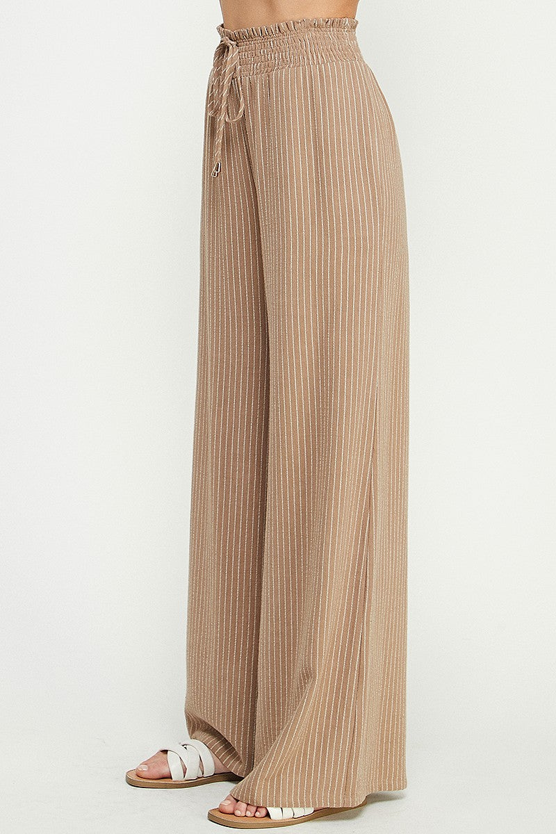 striped linen smocked pants