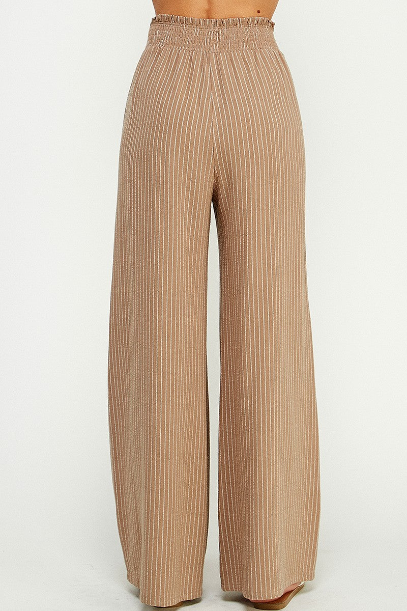 striped linen smocked pants