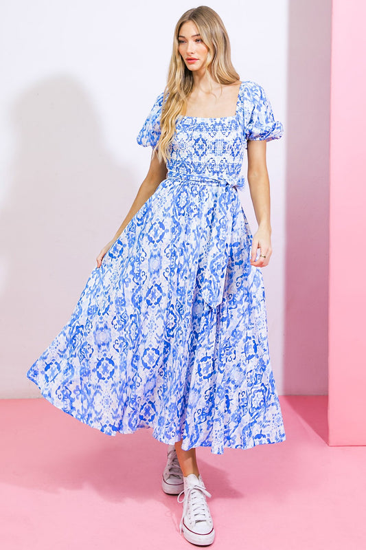 summer blues midi dress