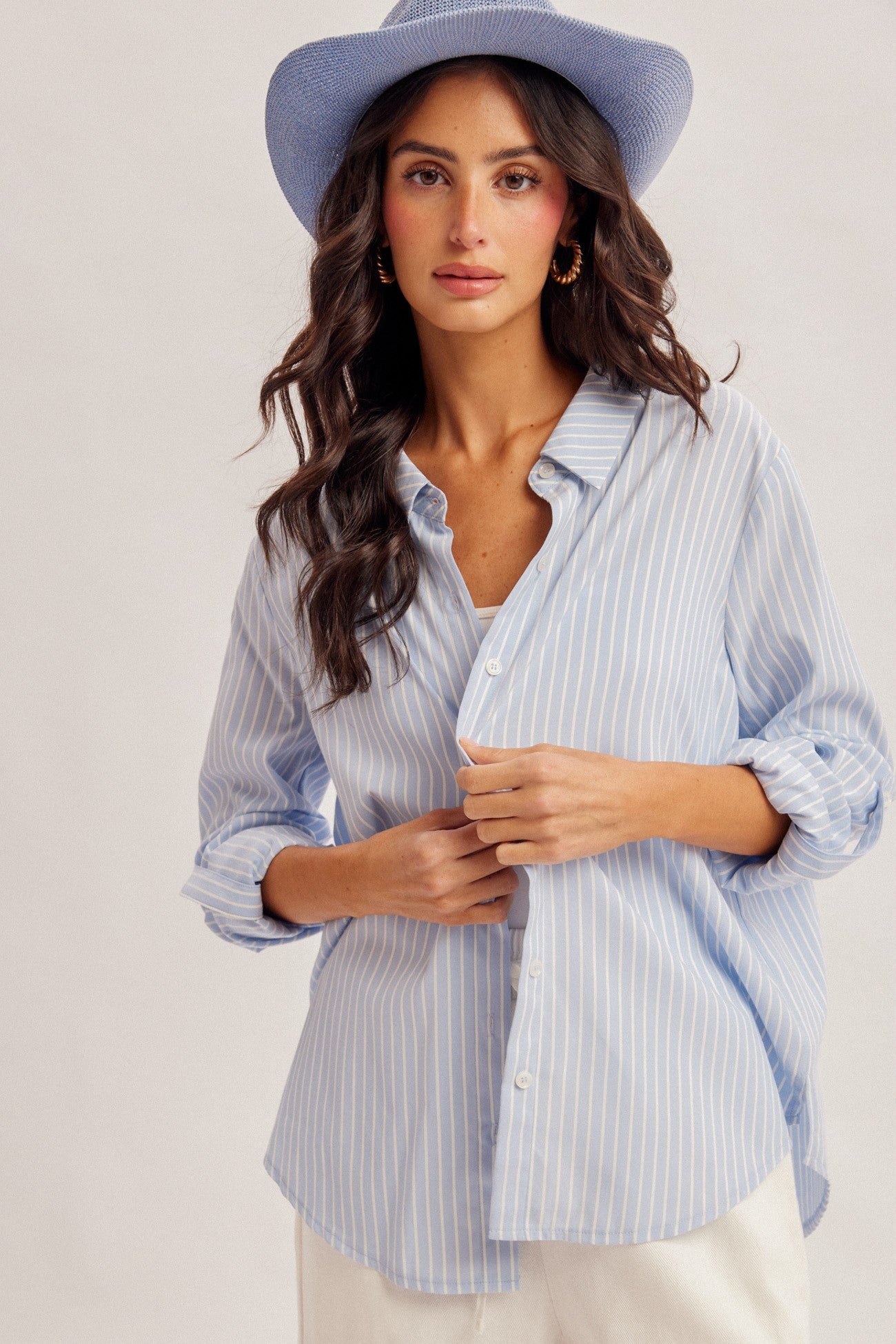 summer breeze stripe button down