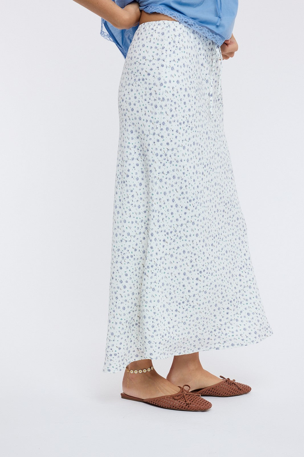 sunny days floral midi skirt