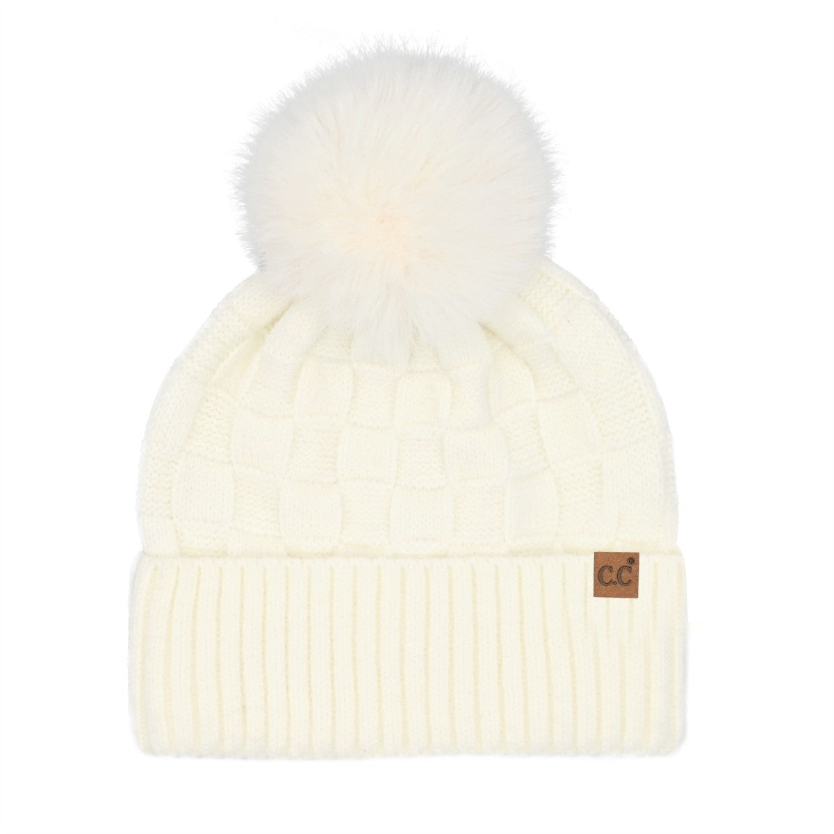 texture pom beanie