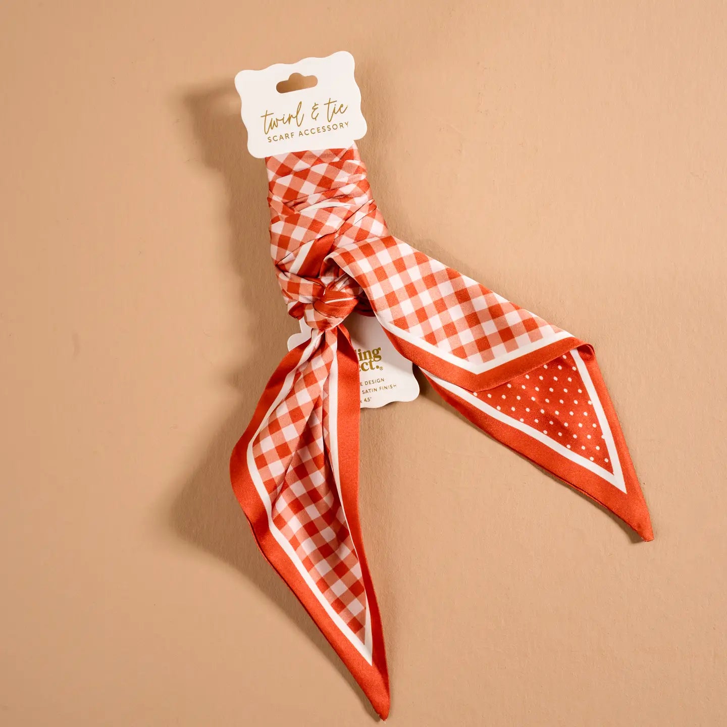 twirl & tie scarf-gingham orange