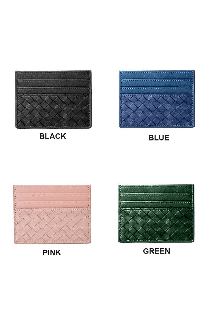 woven vegan leather card holder