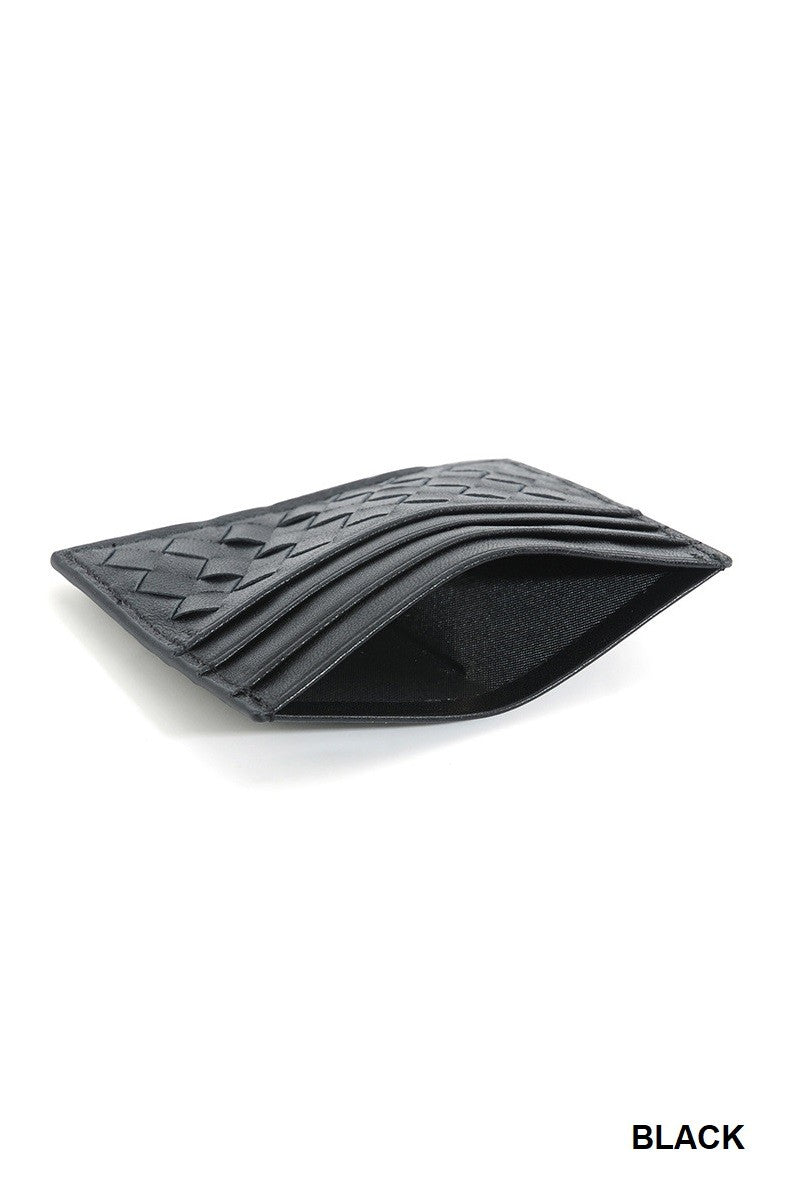 woven vegan leather card holder