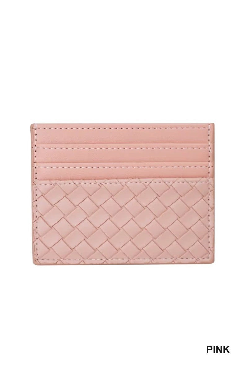 woven vegan leather card holder