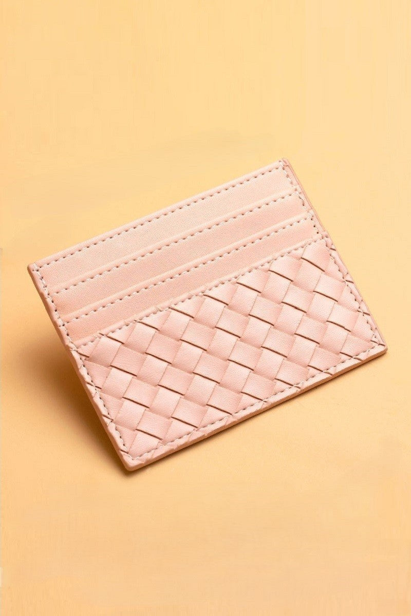 woven vegan leather card holder