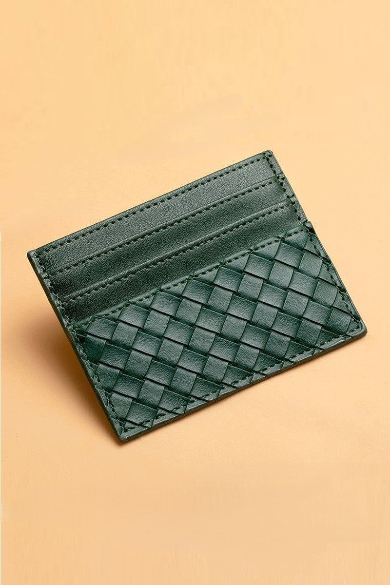 woven vegan leather card holder