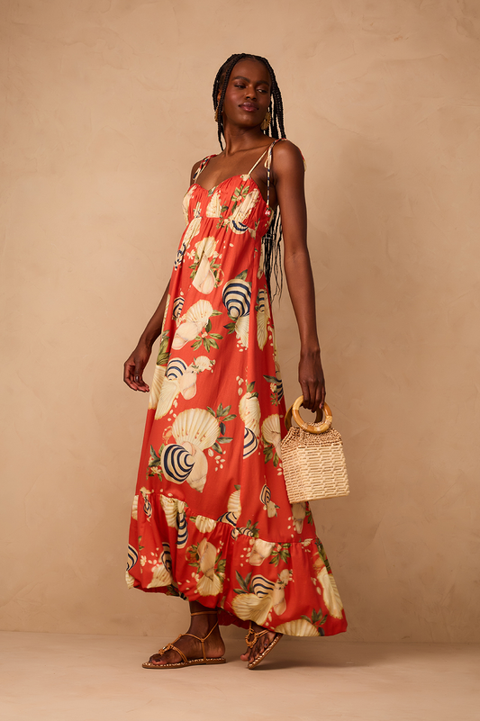 Seashell Print Midi Dress