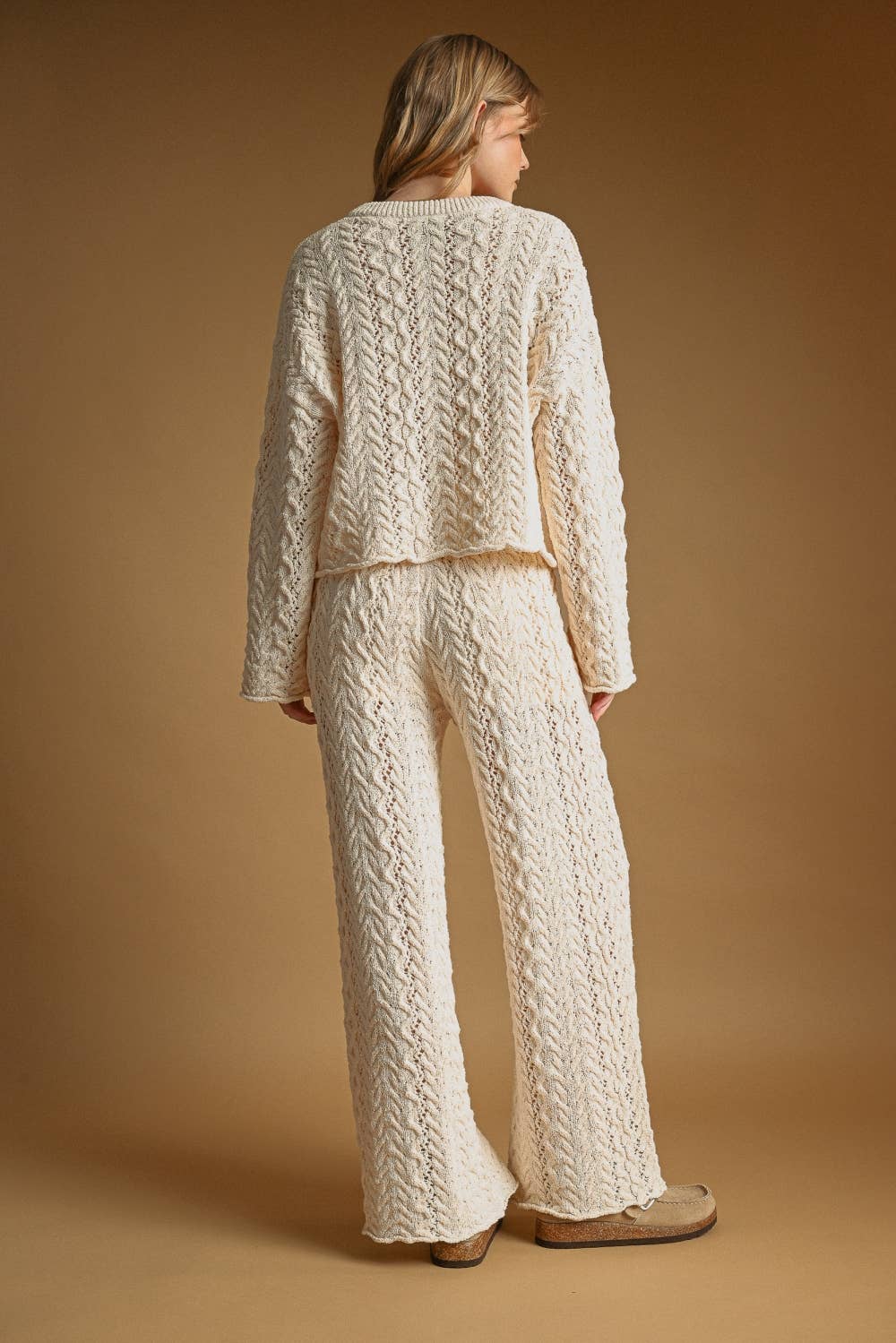 Cable Sweater Wide Leg Pants