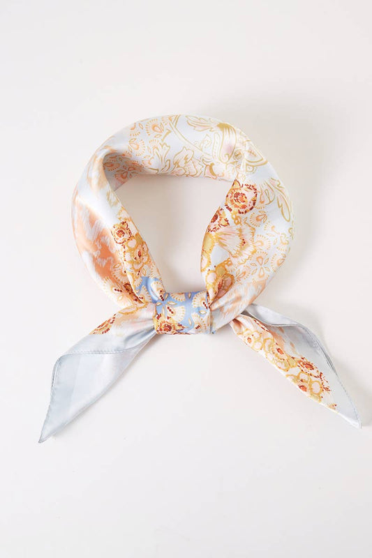 Abstract Floral Print Square Bandana Scarf