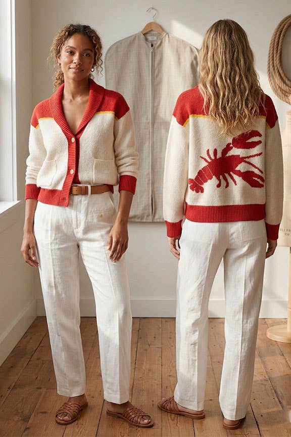 lobster color block shawl cardigan