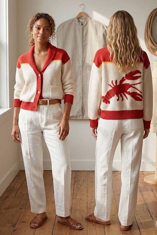 lobster color block shawl cardigan