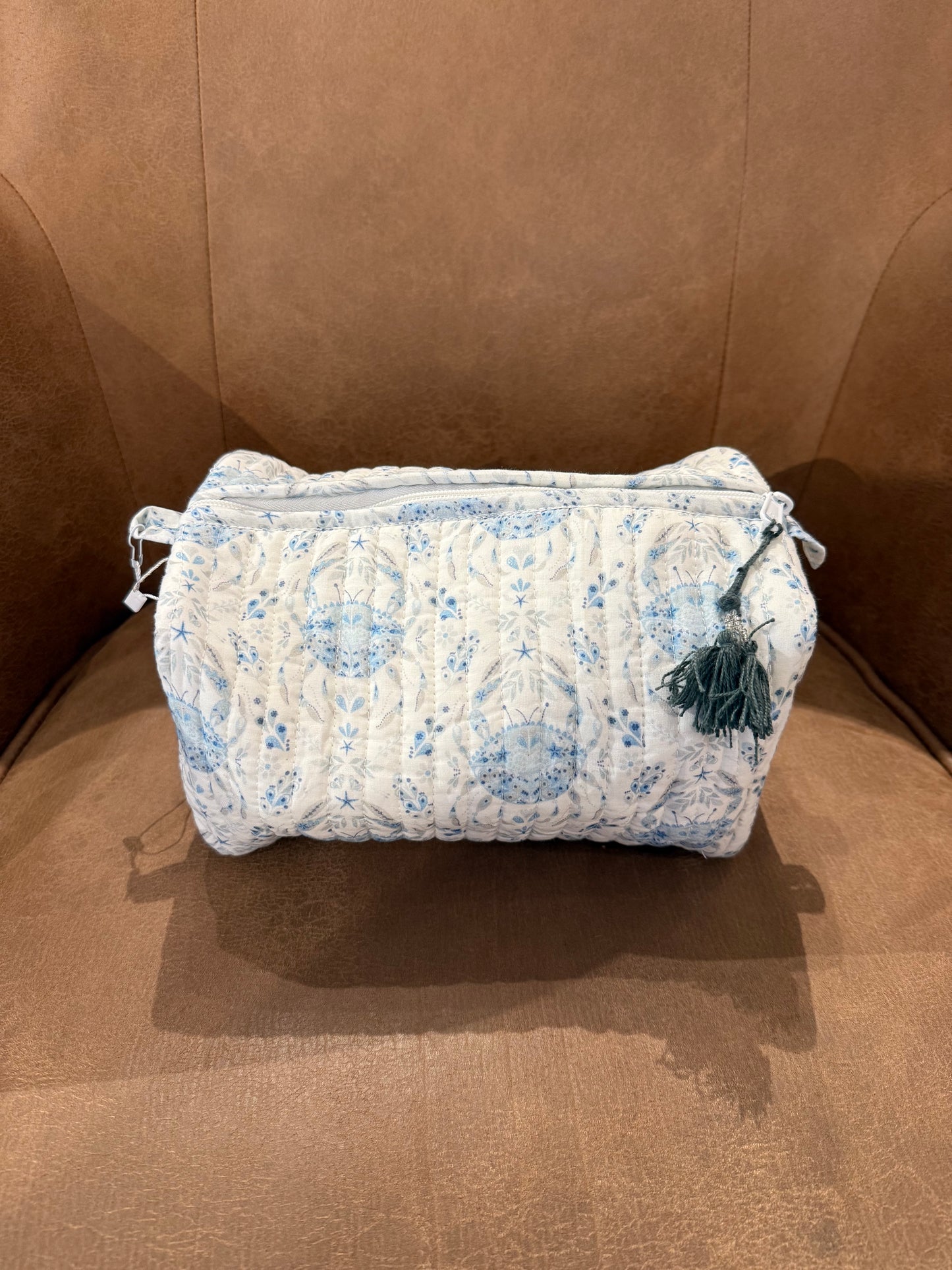 blue crab printed pouch
