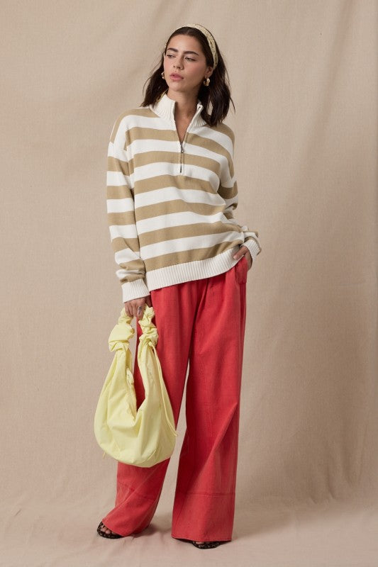 Striped Half-zip Sweater