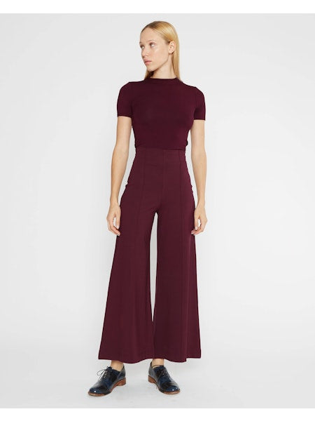 ponte knit wide leg pant-cropped,