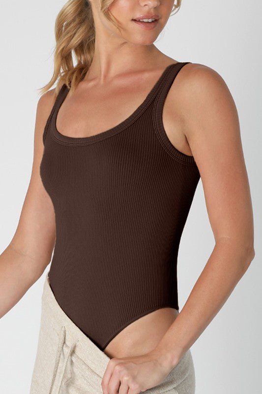 Ribbed Scoop Neck & Back Bodysuit