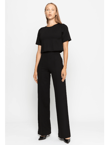 ponte knit straight leg pant