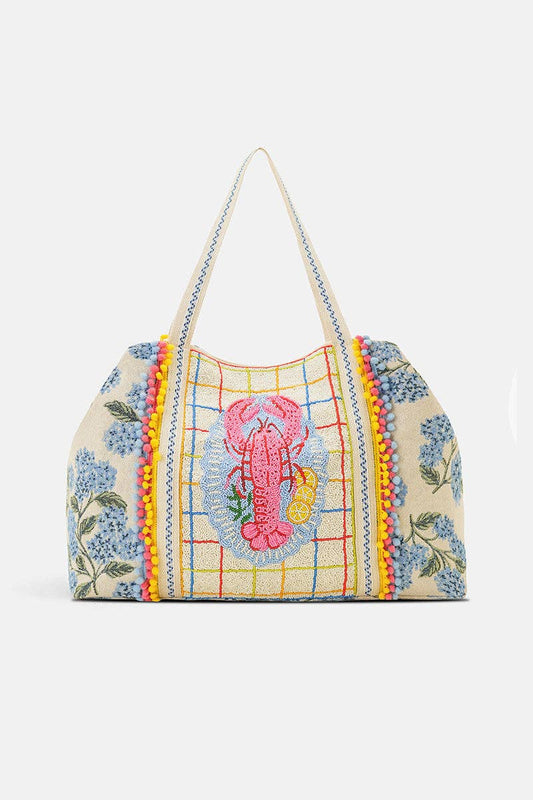 New England Lobster Beaded Oversized Tote