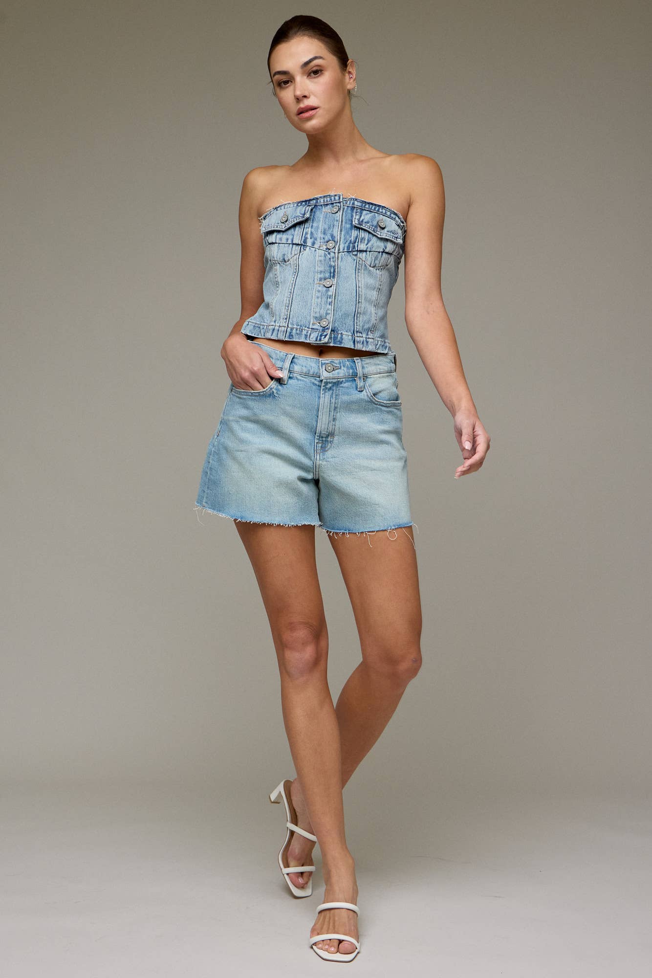 raw hem a-line shorts