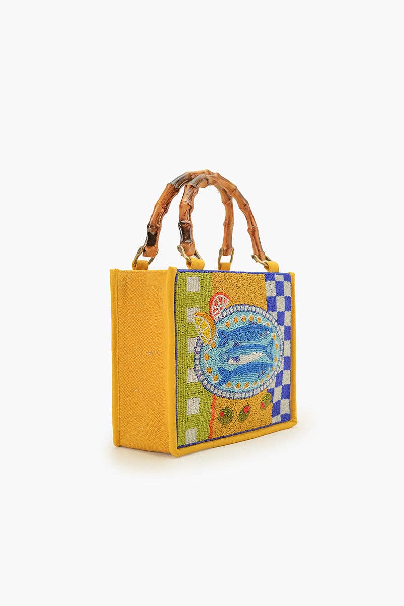 Mediterranean Sardine Hand-Beaded Mini Tote