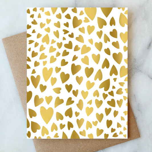 Gold Hearts Blank Greeting Card