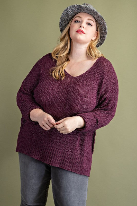 Crew Neck Knit Sweater - Curvy