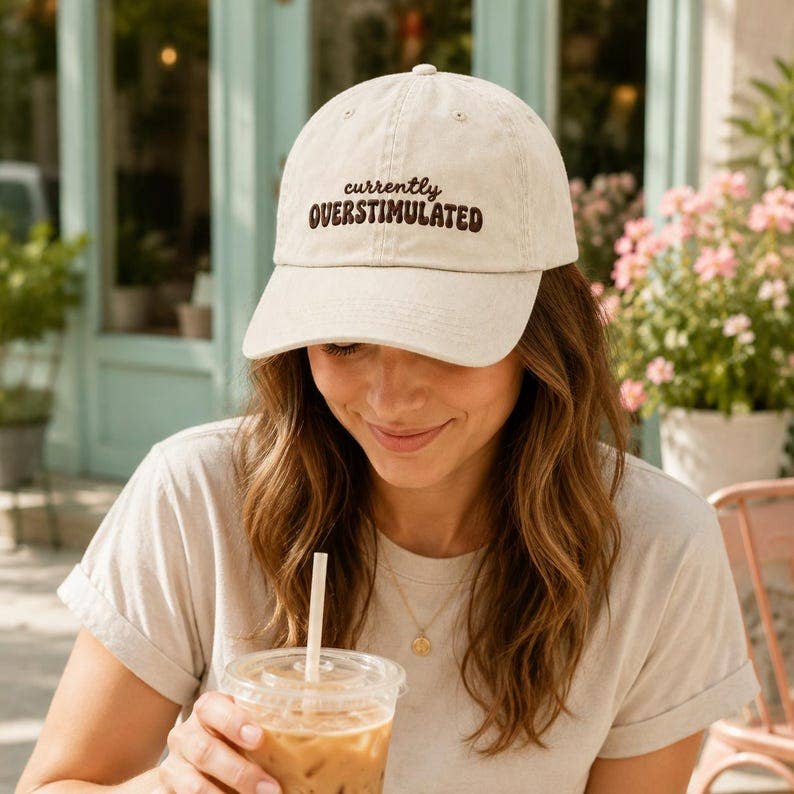 Currently Overstimulated Embroidered Hat - Ivory